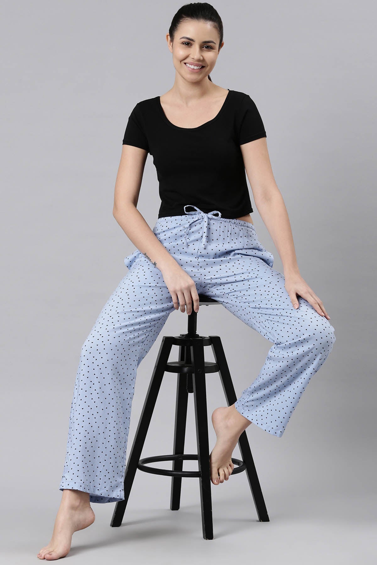 Buy Designer Blue Cotton Pyjama Online